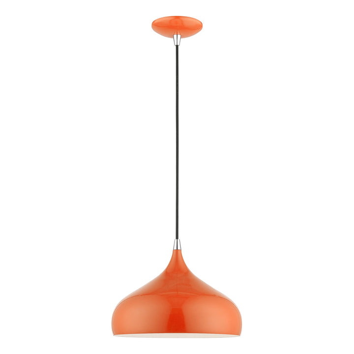 1 Light Shiny Orange With Polished Chrome Accents Pendant by Livex Lighting