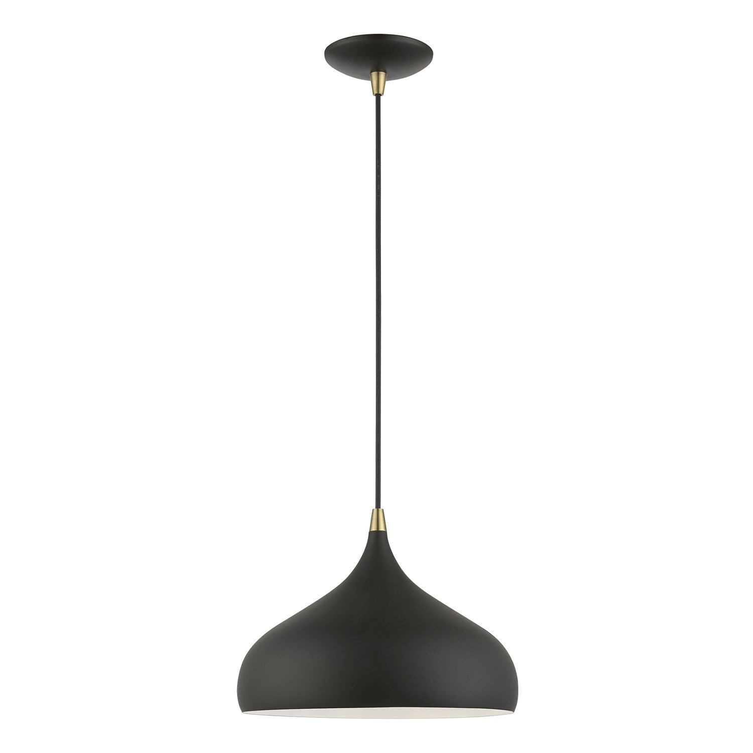 1 Light Textured Black With Antique Brass Accents Pendant by Livex Lighting