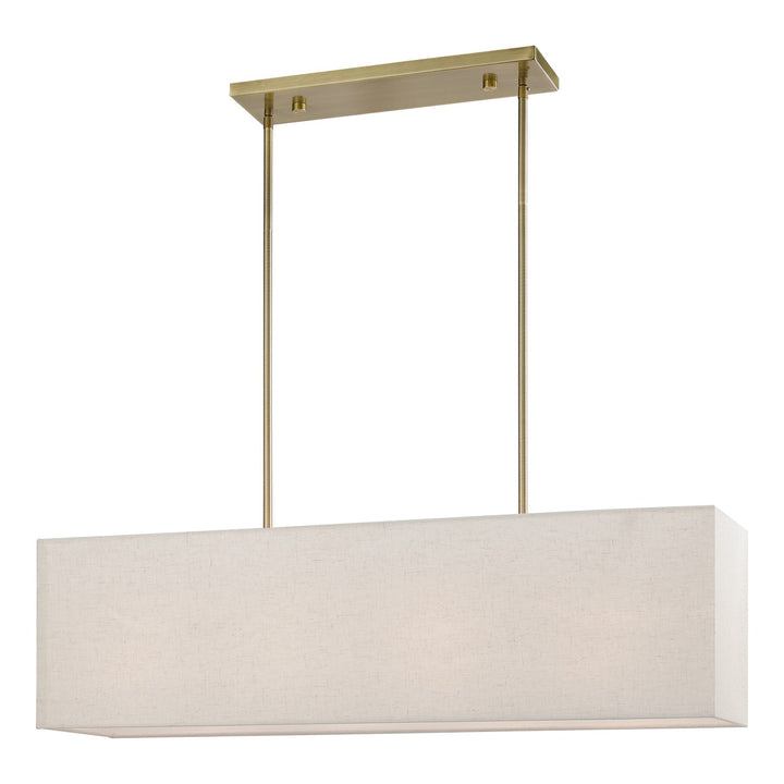 4 Light Antique Brass Linear Chandelier by Livex Lighting