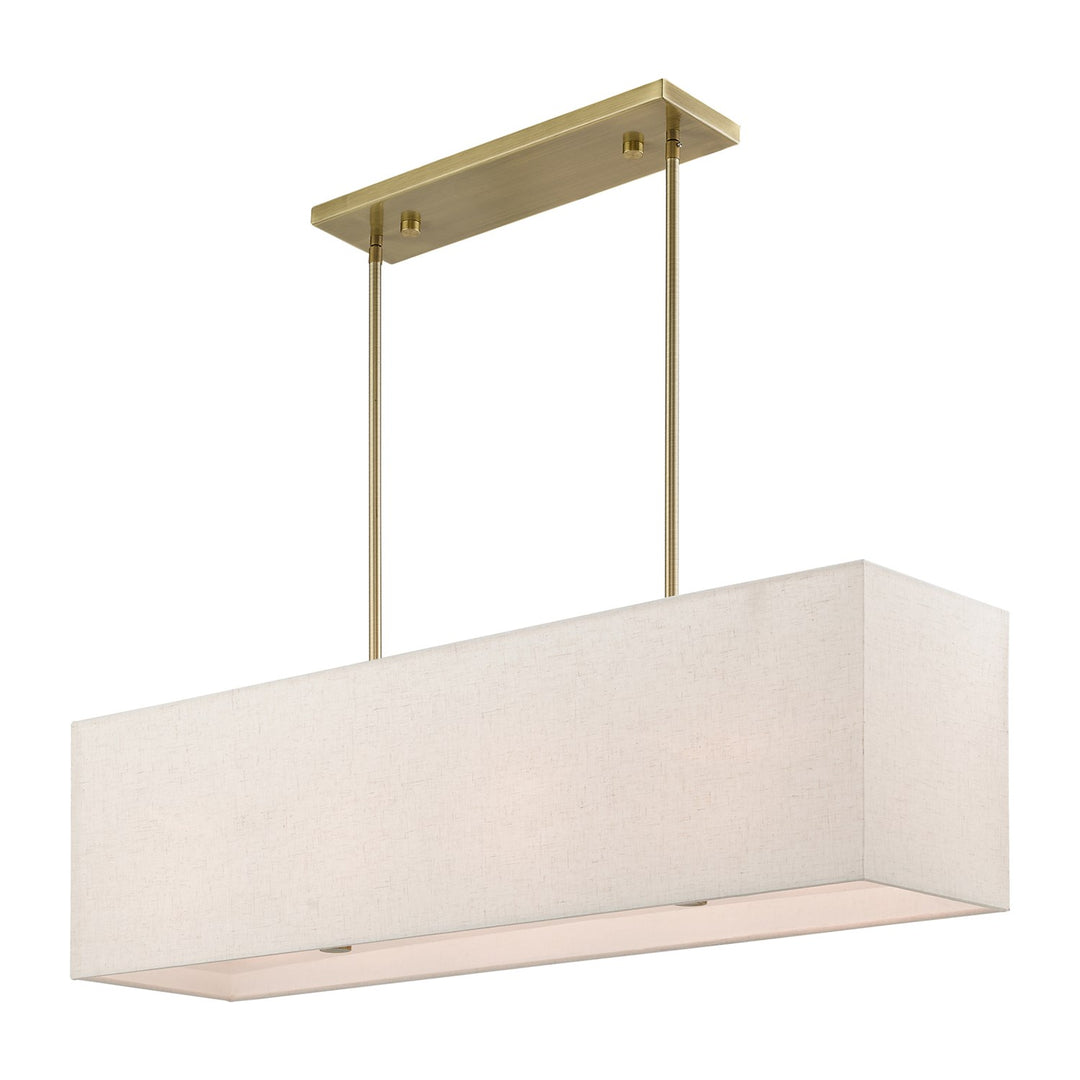 4 Light Antique Brass Linear Chandelier