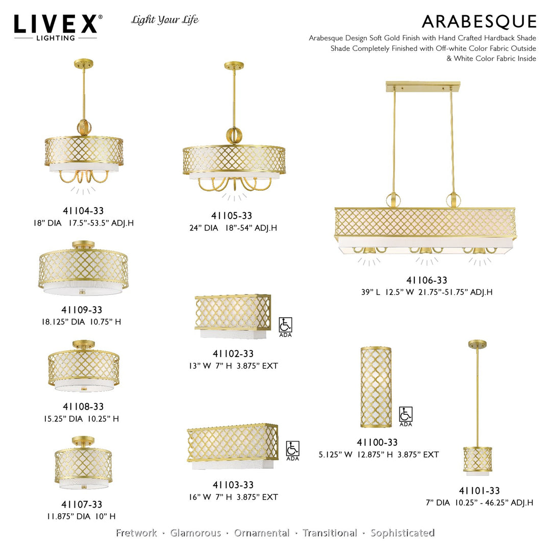 2 Light Soft Gold Small Semi-Flush