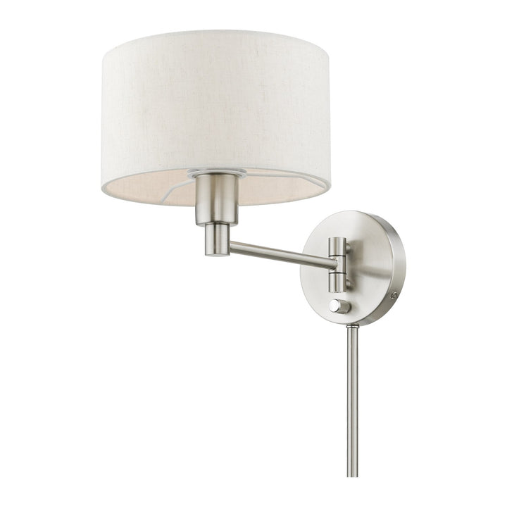 1 Light Brushed Nickel Swing Arm Wall Lamp