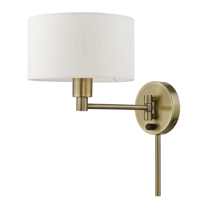 1 Light Antique Brass Swing Arm Wall Lamp by Livex Lighting