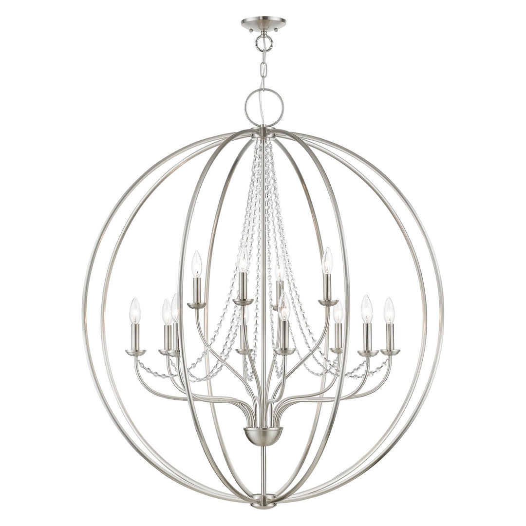 12 Light Brushed Nickel Grande Foyer Chandelier by Livex Lighting