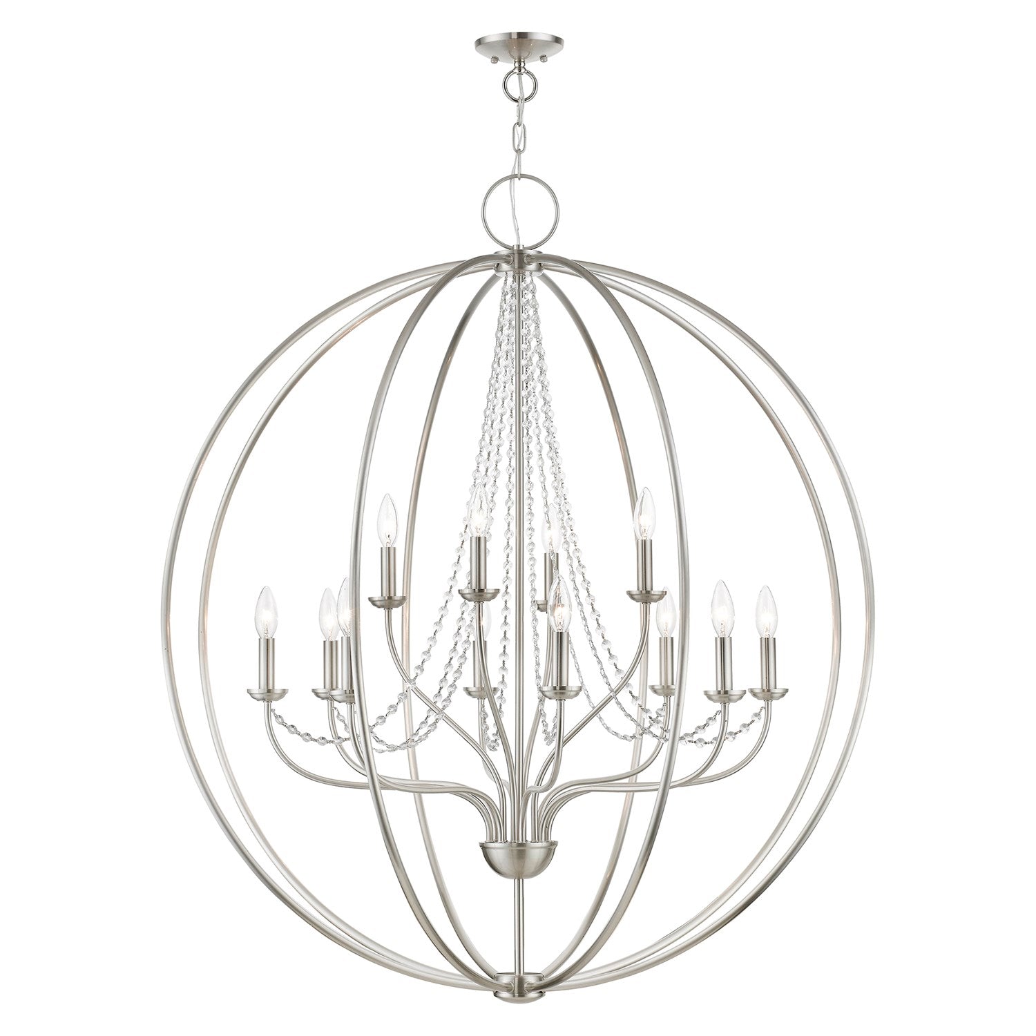 12 Light Brushed Nickel Grande Foyer Chandelier by Livex Lighting