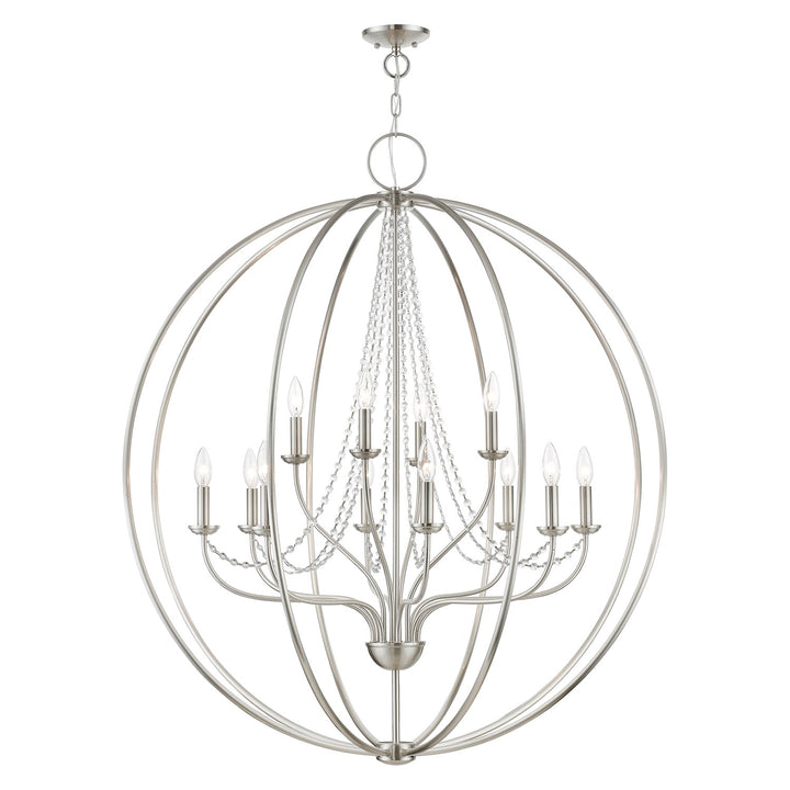12 Light Brushed Nickel Grande Foyer Chandelier by Livex Lighting