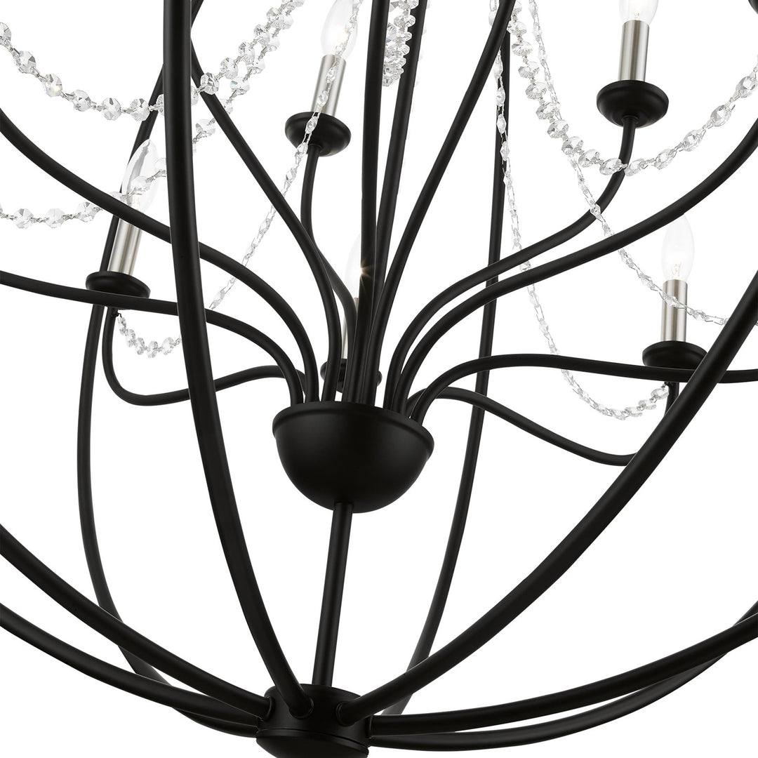12 Light Black With Brushed Nickel Finish Candles Grande Foyer Chandelier
