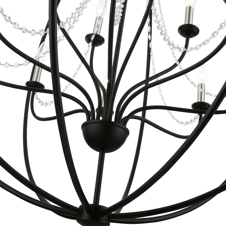 12 Light Black With Brushed Nickel Finish Candles Grande Foyer Chandelier