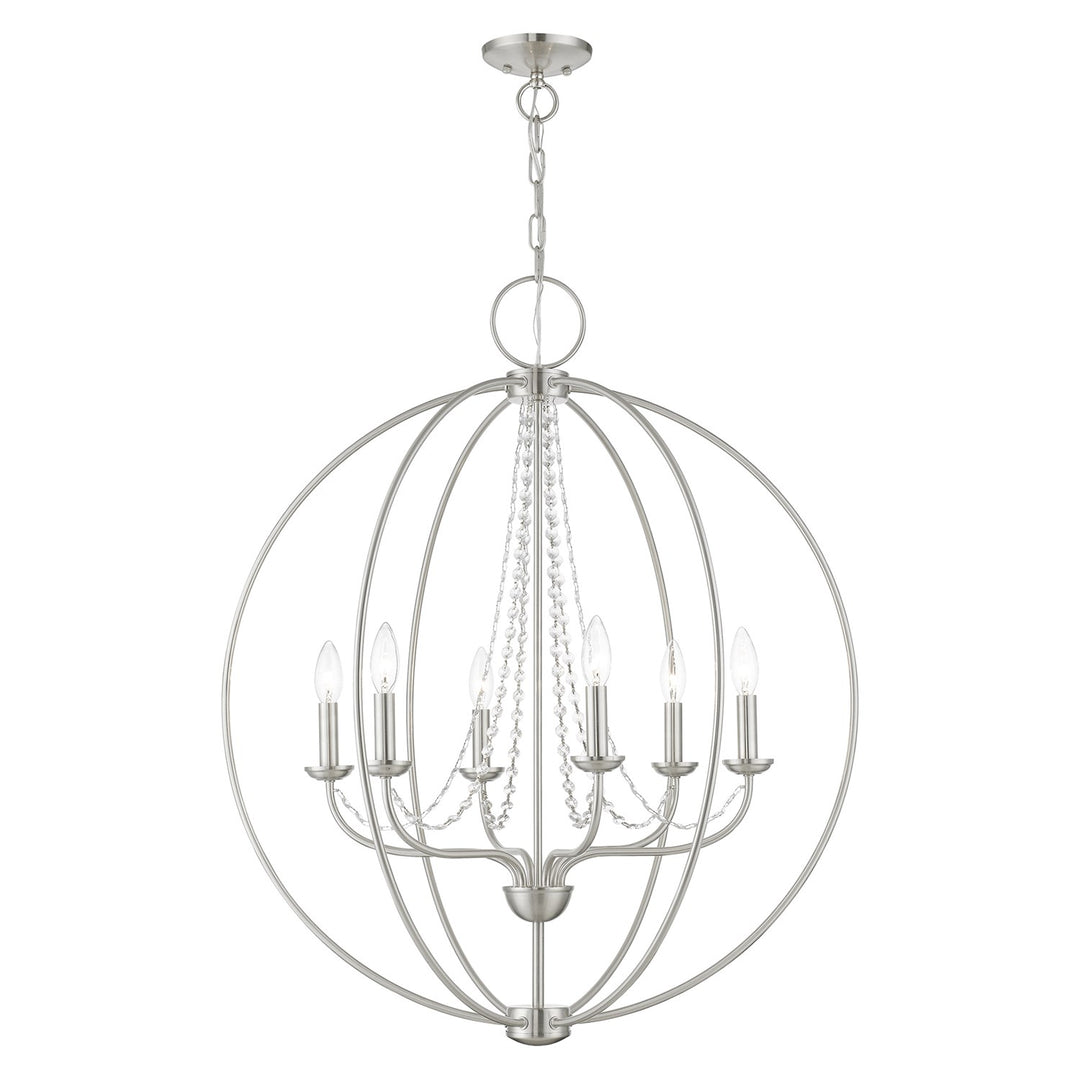 6 Light Brushed Nickel Globe Pendant Chandelier by Livex Lighting