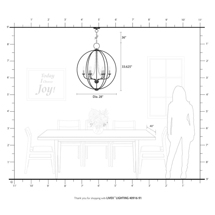 6 Light Brushed Nickel Globe Pendant Chandelier