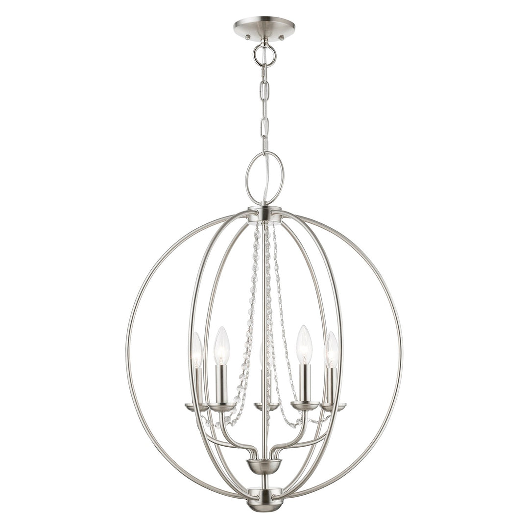 5 Light Brushed Nickel Globe Chandelier by Livex Lighting