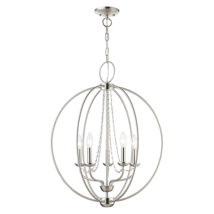 5 Light Brushed Nickel Globe Chandelier by Livex Lighting