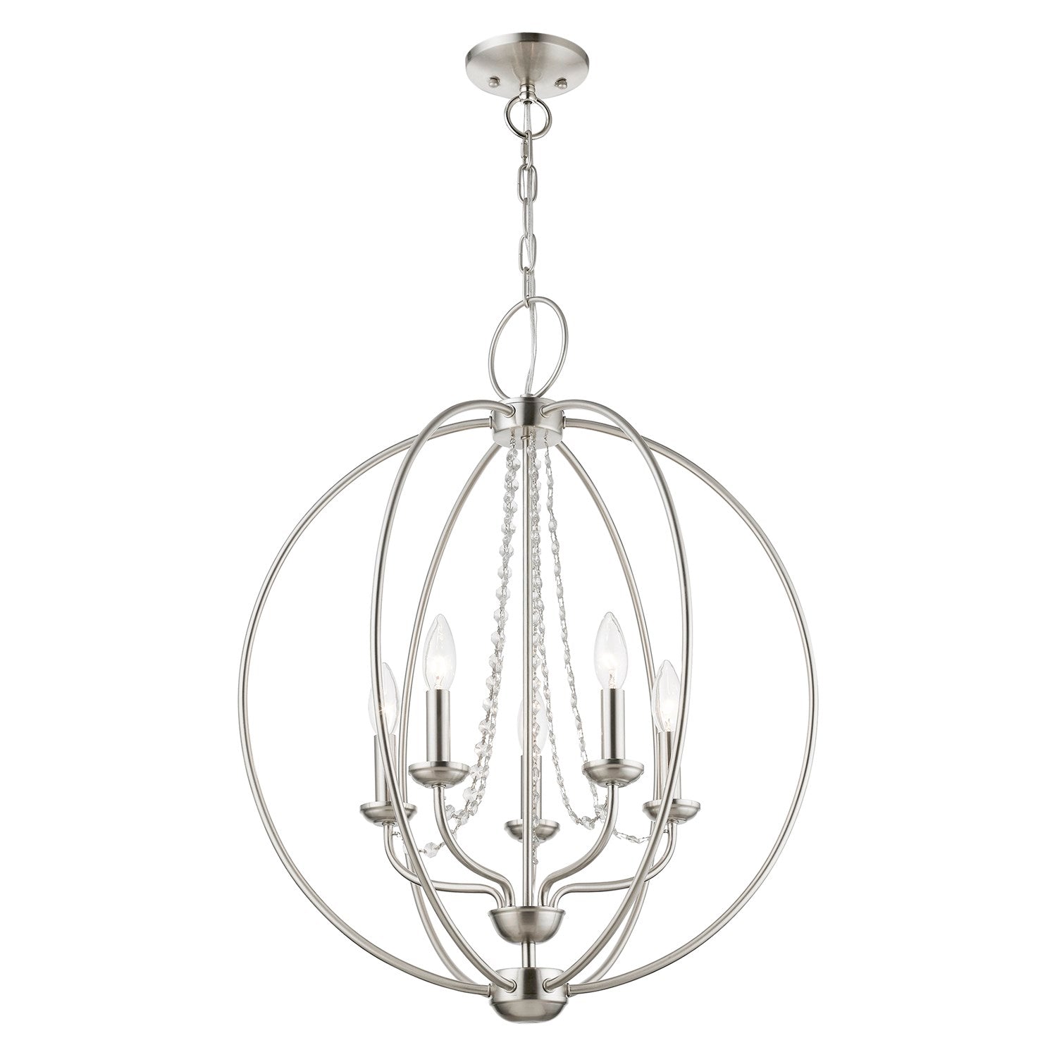 5 Light Brushed Nickel Globe Chandelier