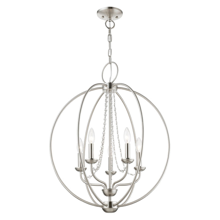 5 Light Brushed Nickel Globe Chandelier
