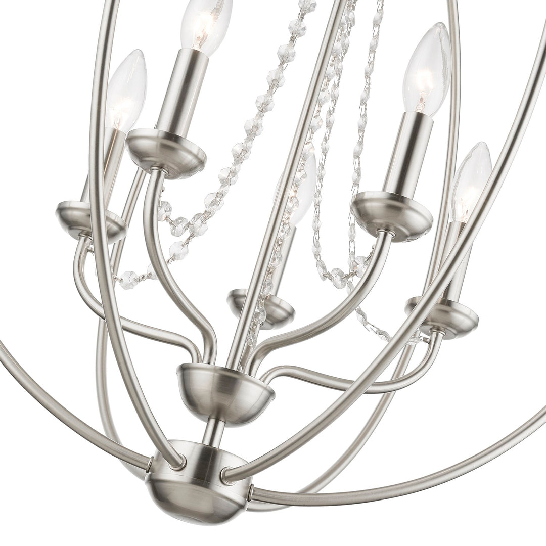 5 Light Brushed Nickel Globe Chandelier