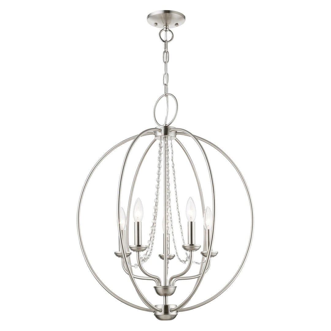 5 Light Brushed Nickel Globe Chandelier