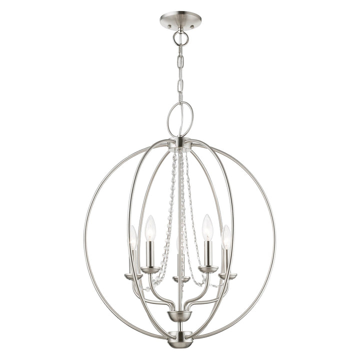 5 Light Brushed Nickel Globe Chandelier