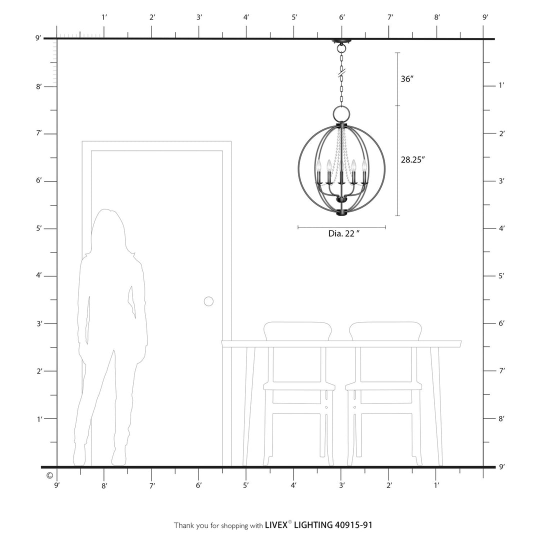 5 Light Brushed Nickel Globe Chandelier