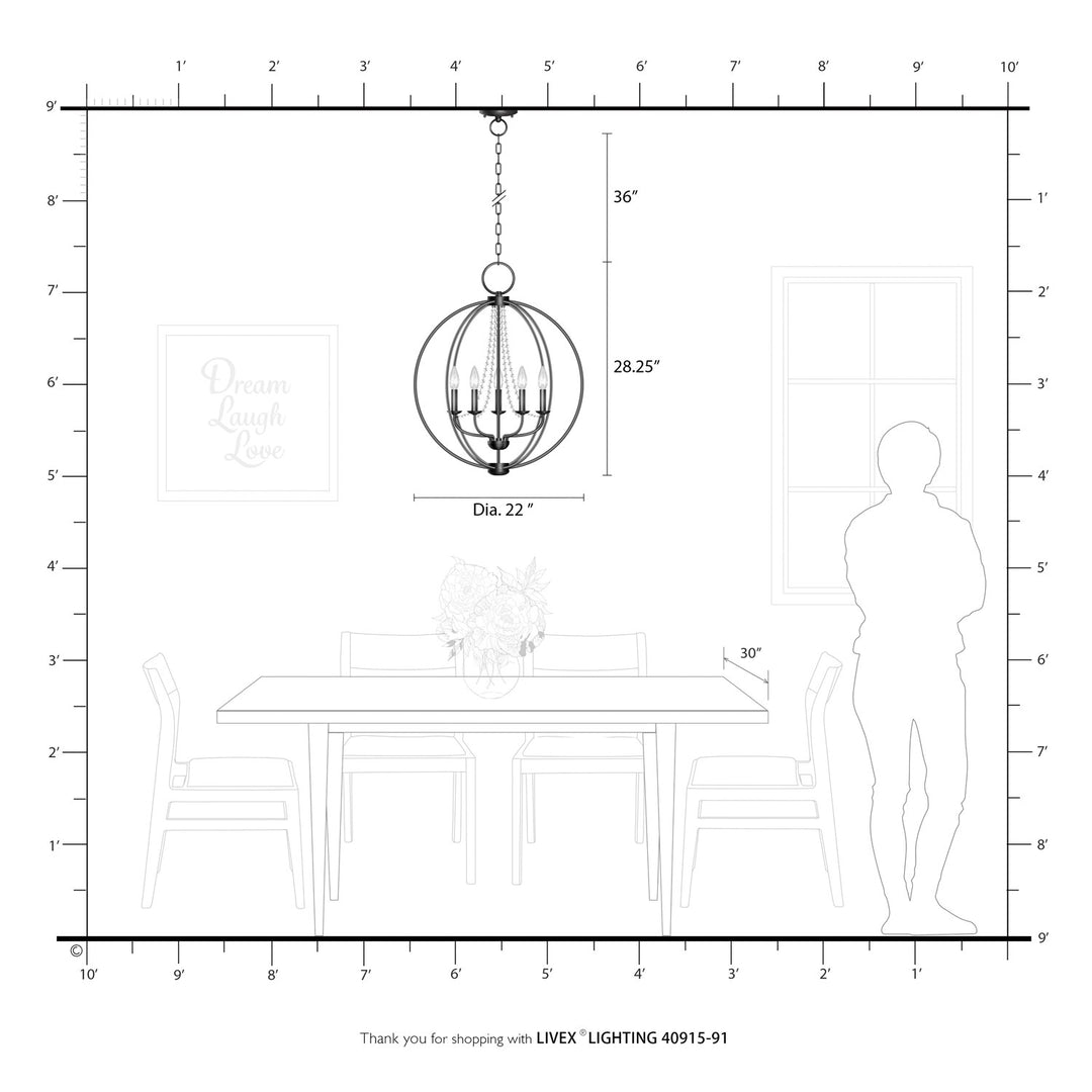 5 Light Brushed Nickel Globe Chandelier