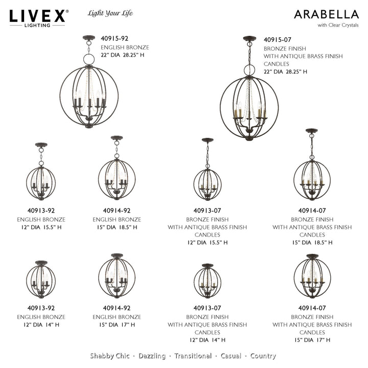5 Light Bronze With Antique Brass Finish Candles Globe Chandelier
