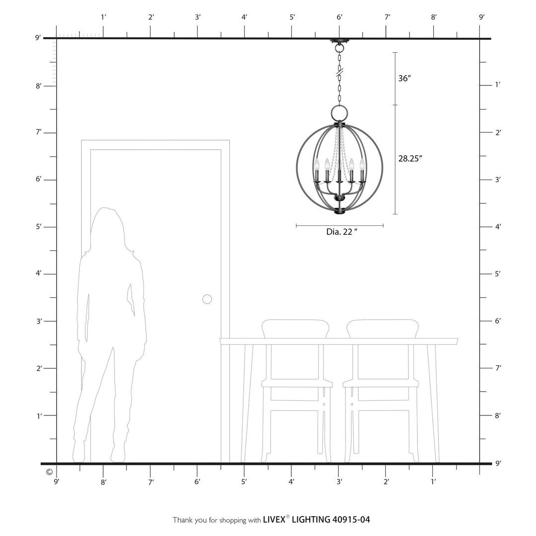5 Light Black With Brushed Nickel Finish Candles Globe Chandelier