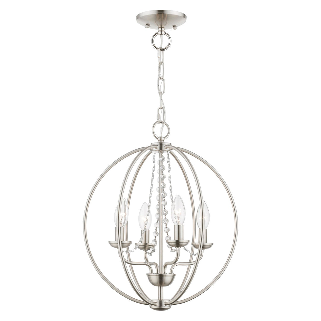 4 Light Brushed Nickel Globe Convertible Chandelier/ Semi-Flush by Livex Lighting