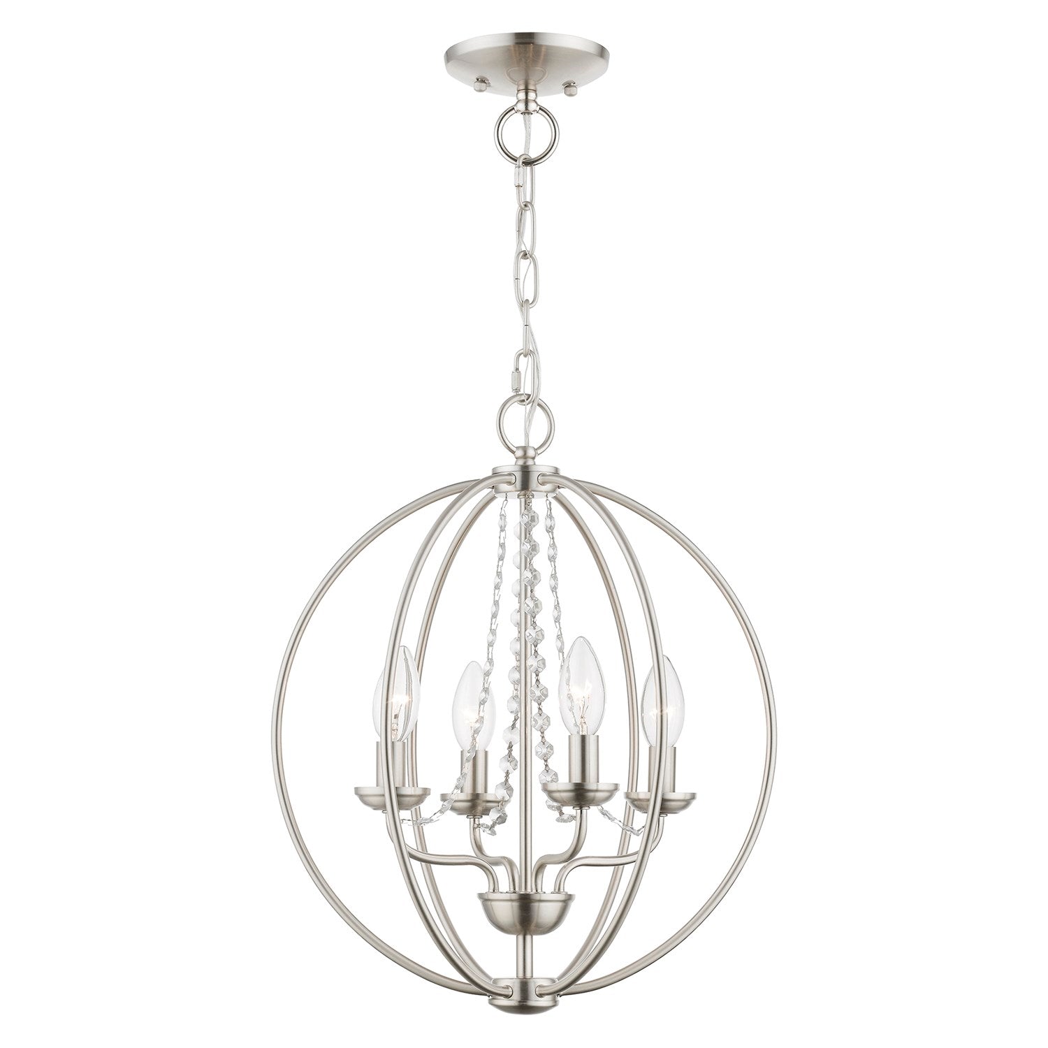 4 Light Brushed Nickel Globe Convertible Chandelier/ Semi-Flush by Livex Lighting