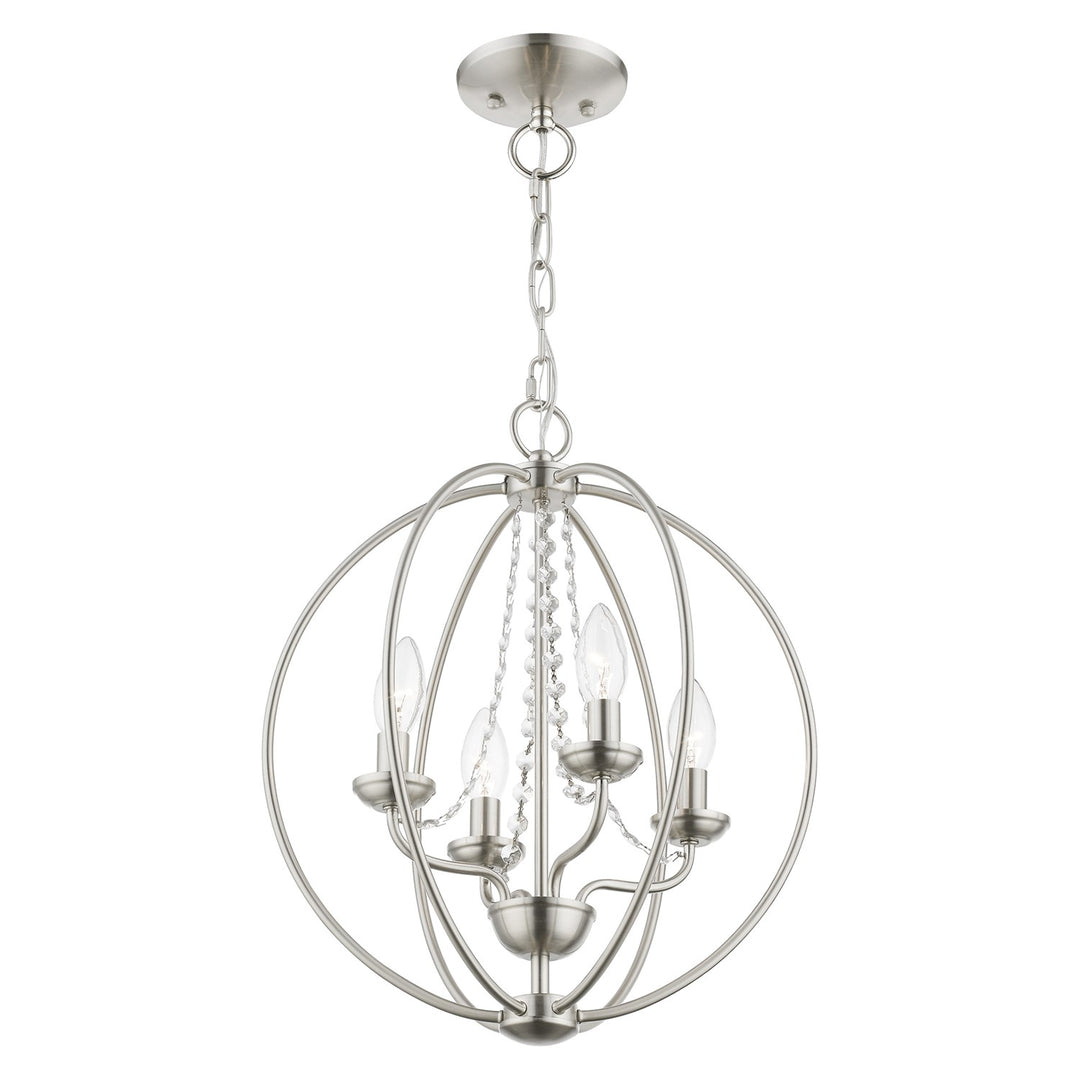 4 Light Brushed Nickel Globe Convertible Chandelier/ Semi-Flush