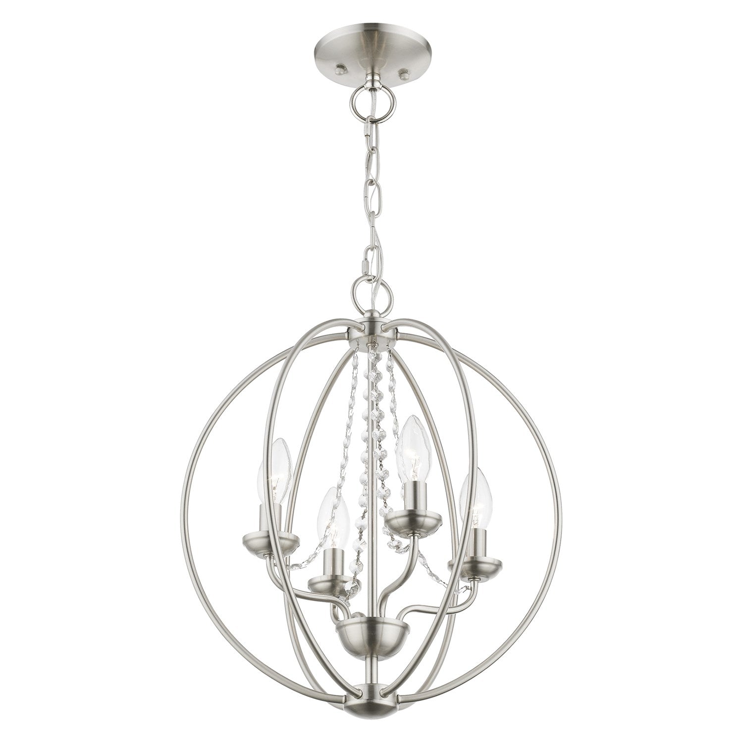4 Light Brushed Nickel Globe Convertible Chandelier/ Semi-Flush