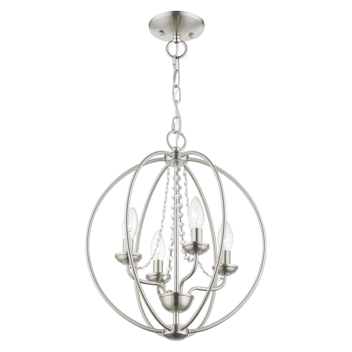 4 Light Brushed Nickel Globe Convertible Chandelier/ Semi-Flush