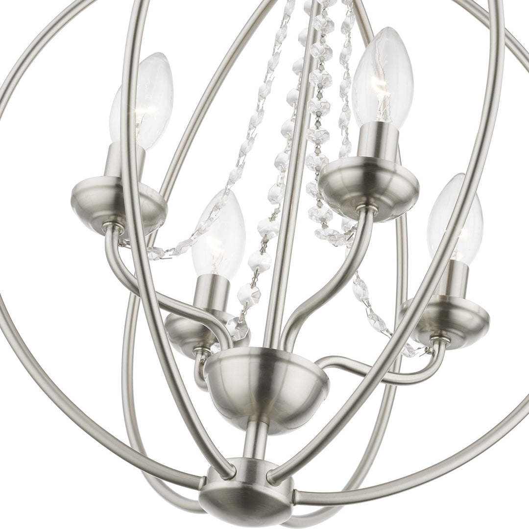 4 Light Brushed Nickel Globe Convertible Chandelier/ Semi-Flush