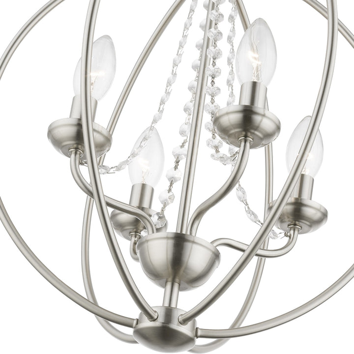 4 Light Brushed Nickel Globe Convertible Chandelier/ Semi-Flush