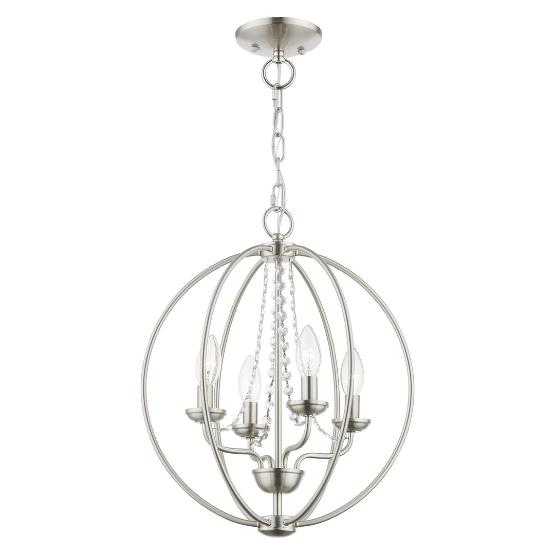 4 Light Brushed Nickel Globe Convertible Chandelier/ Semi-Flush