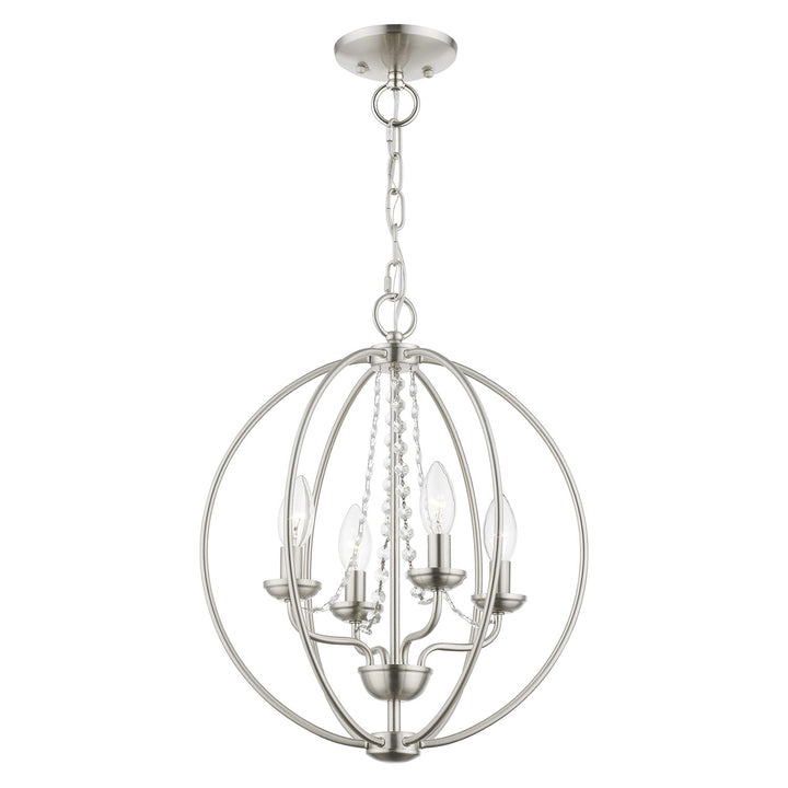 4 Light Brushed Nickel Globe Convertible Chandelier/ Semi-Flush