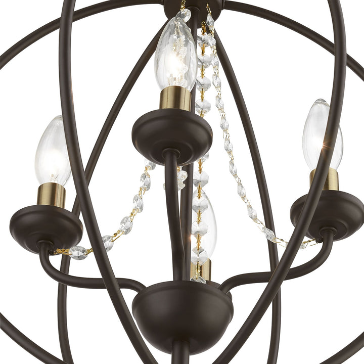 4 Light Bronze With Antique Brass Finish
