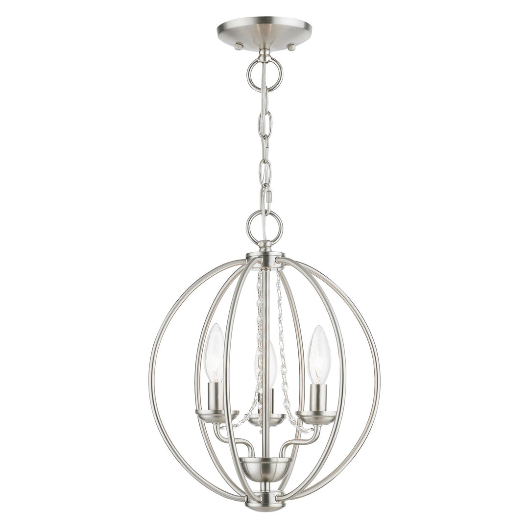 3 Light Brushed Nickel Globe Convertible Mini Chandelier/ Semi-Flush by Livex Lighting