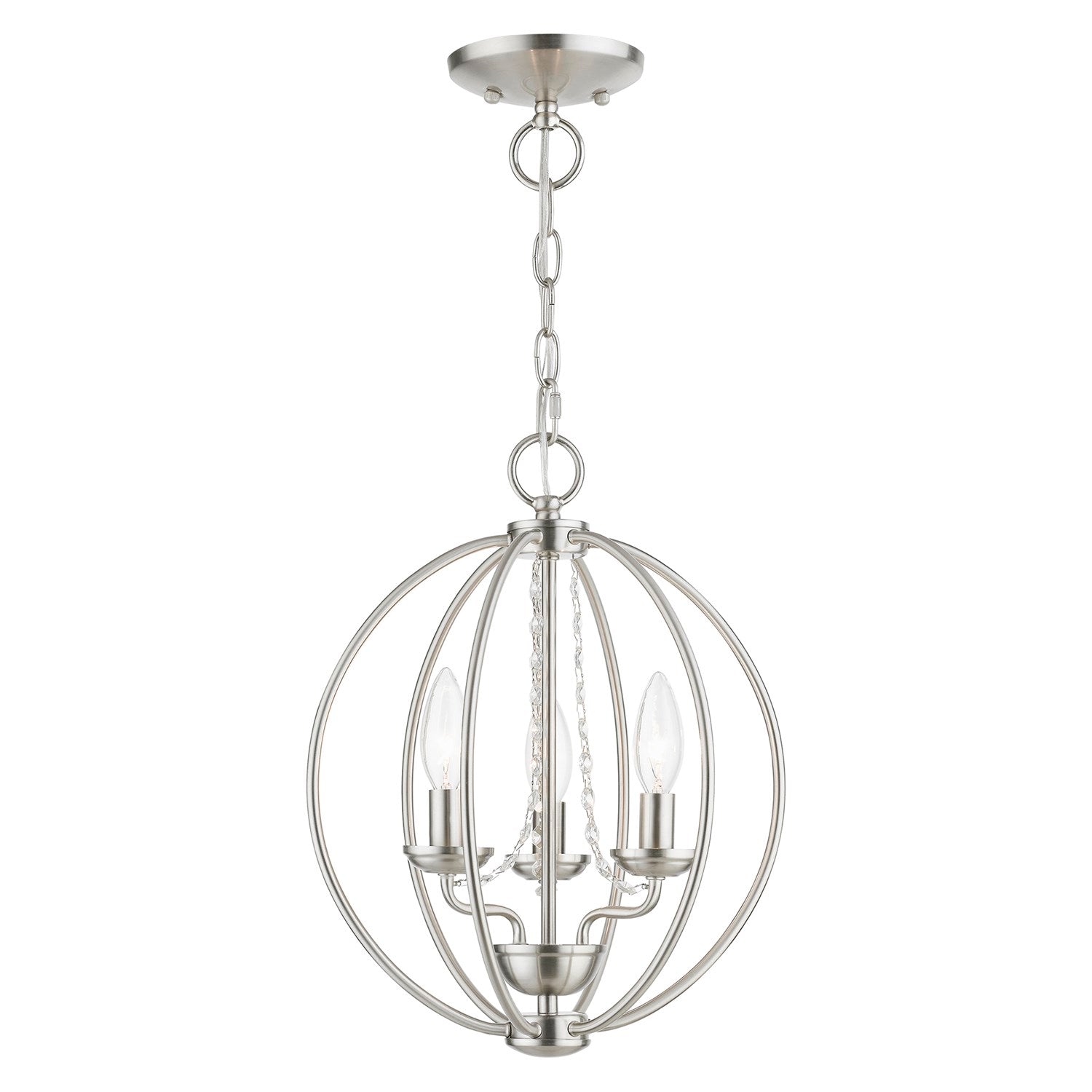 3 Light Brushed Nickel Globe Convertible Mini Chandelier/ Semi-Flush by Livex Lighting