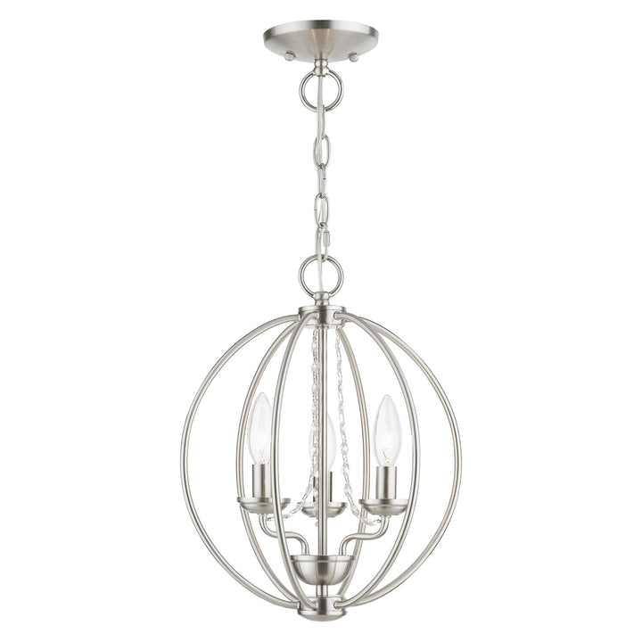3 Light Brushed Nickel Globe Convertible Mini Chandelier/ Semi-Flush by Livex Lighting