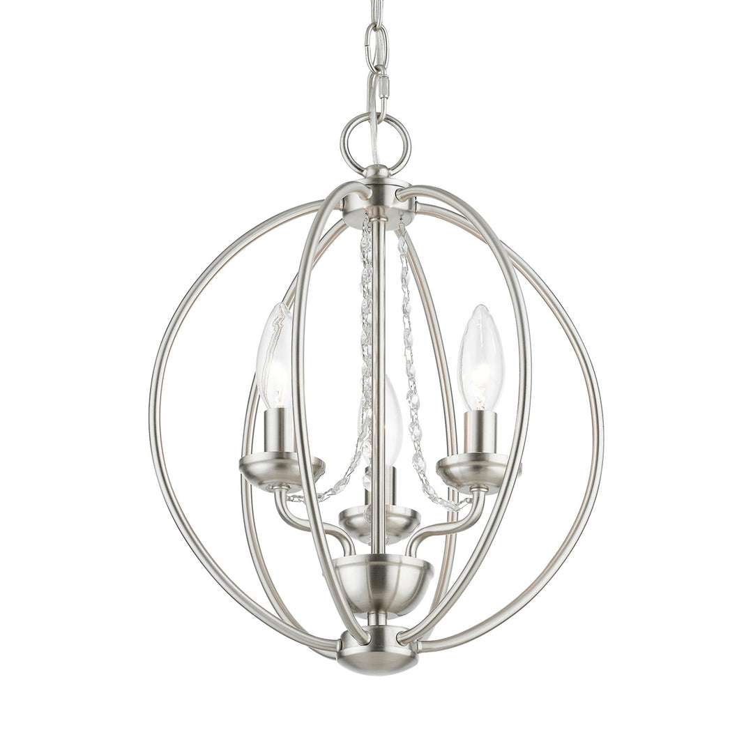 3 Light Brushed Nickel Globe Convertible Mini Chandelier/ Semi-Flush