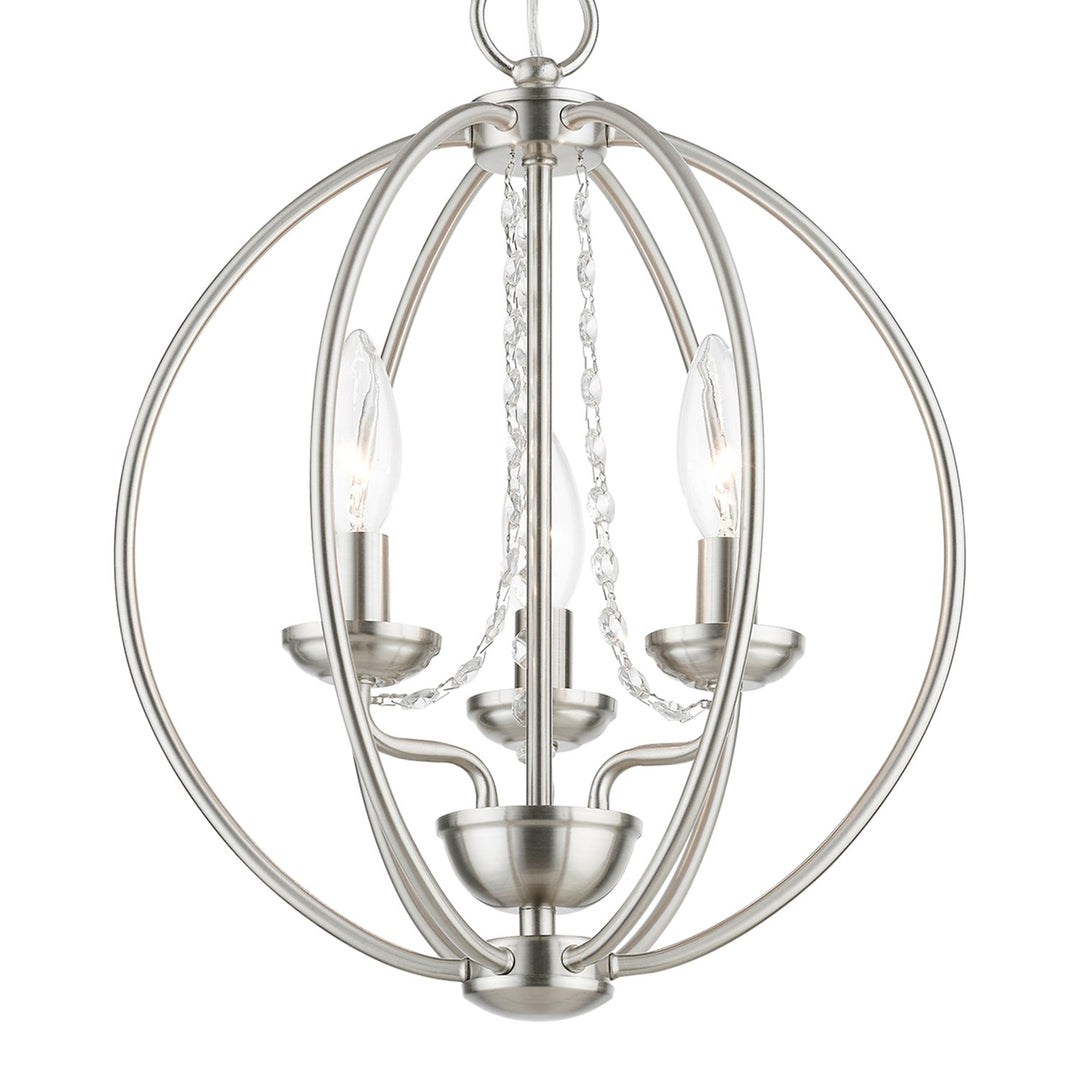 3 Light Brushed Nickel Globe Convertible Mini Chandelier/ Semi-Flush
