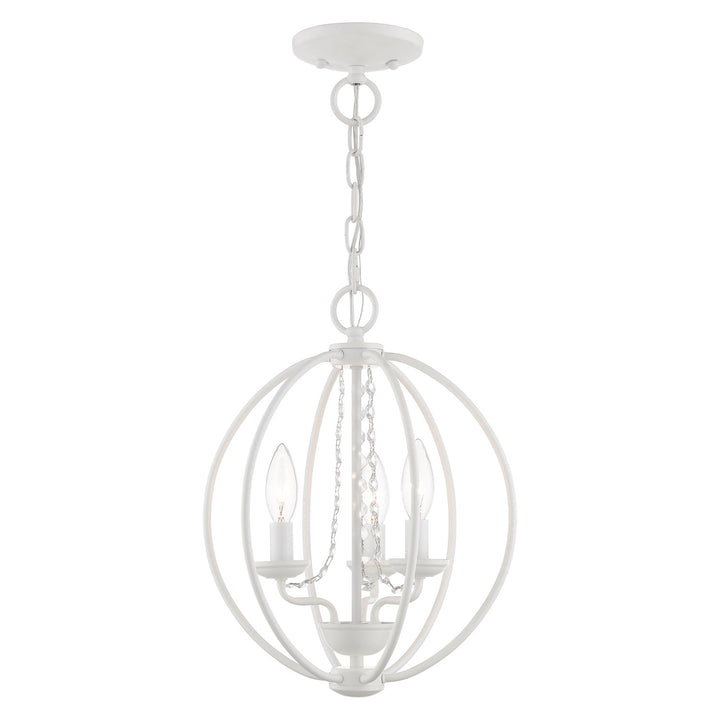 3 Light White Globe Convertible Mini Chandelier/ Semi-Flush by Livex Lighting
