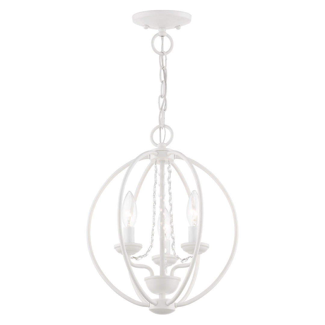 3 Light White Globe Convertible Mini Chandelier/ Semi-Flush