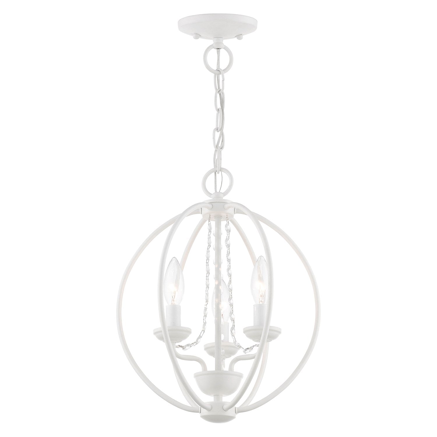 3 Light White Globe Convertible Mini Chandelier/ Semi-Flush