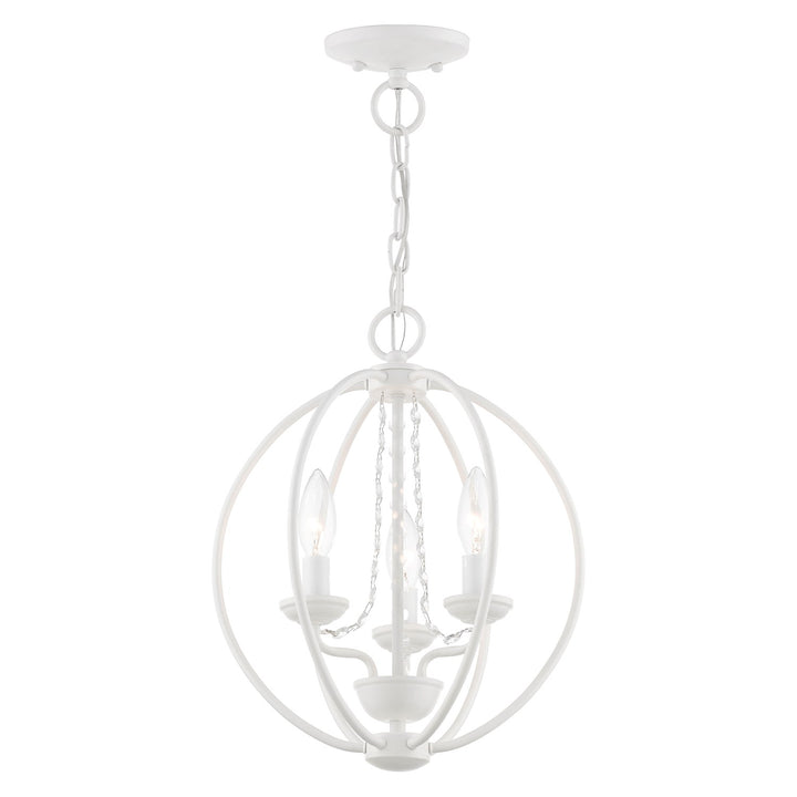 3 Light White Globe Convertible Mini Chandelier/ Semi-Flush