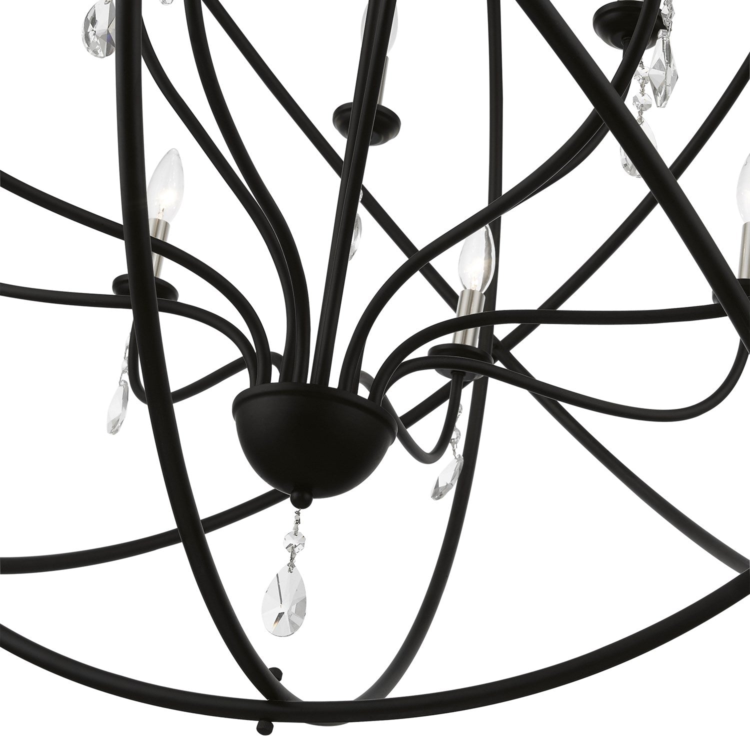 12 Light Black With Brushed Nickel Finish Candles Grande Foyer Chandelier