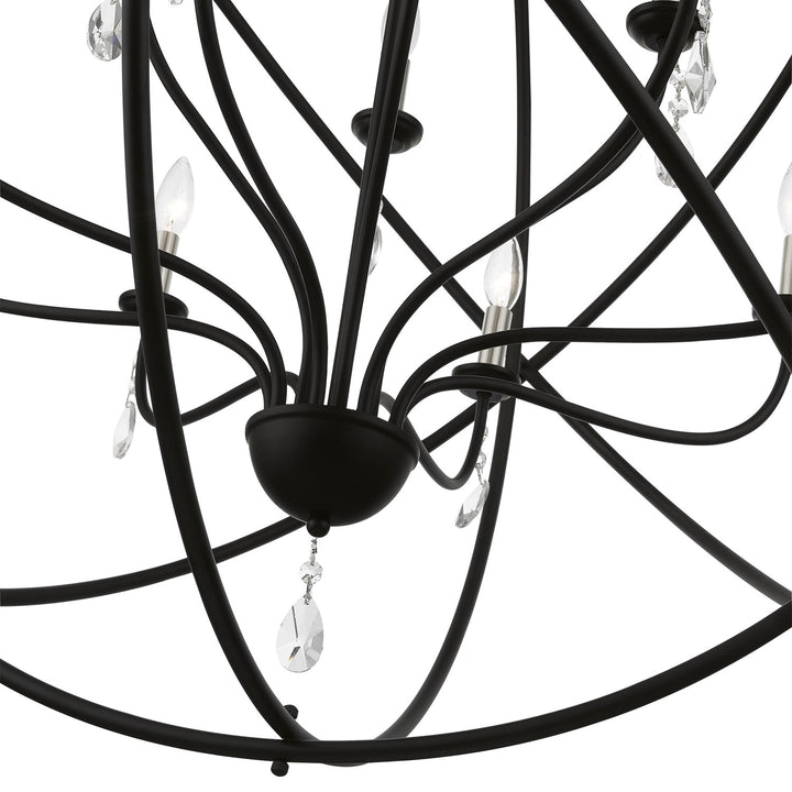12 Light Black With Brushed Nickel Finish Candles Grande Foyer Chandelier
