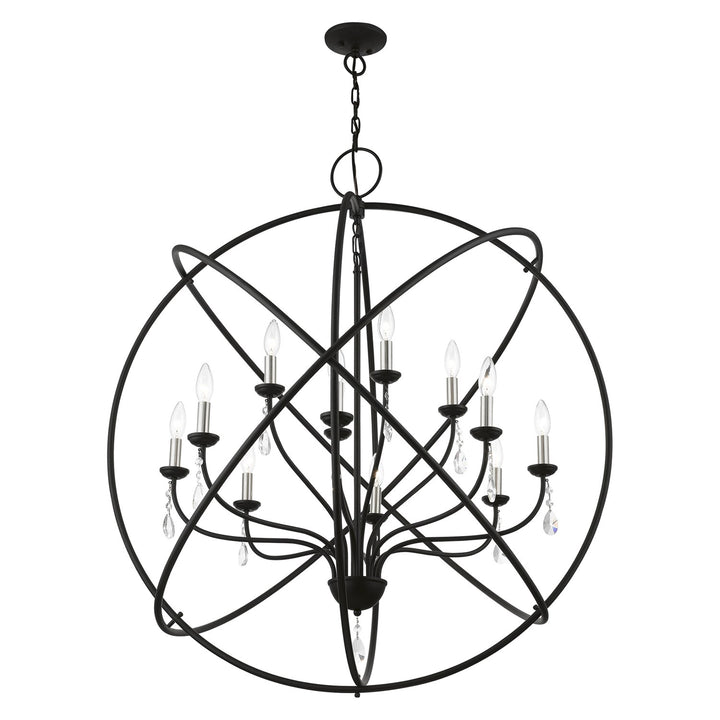 12 Light Black With Brushed Nickel Finish Candles Grande Foyer Chandelier