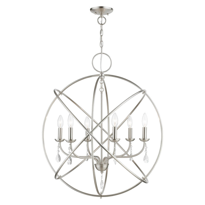 6 Light Brushed Nickel Globe Pendant Chandelier by Livex Lighting