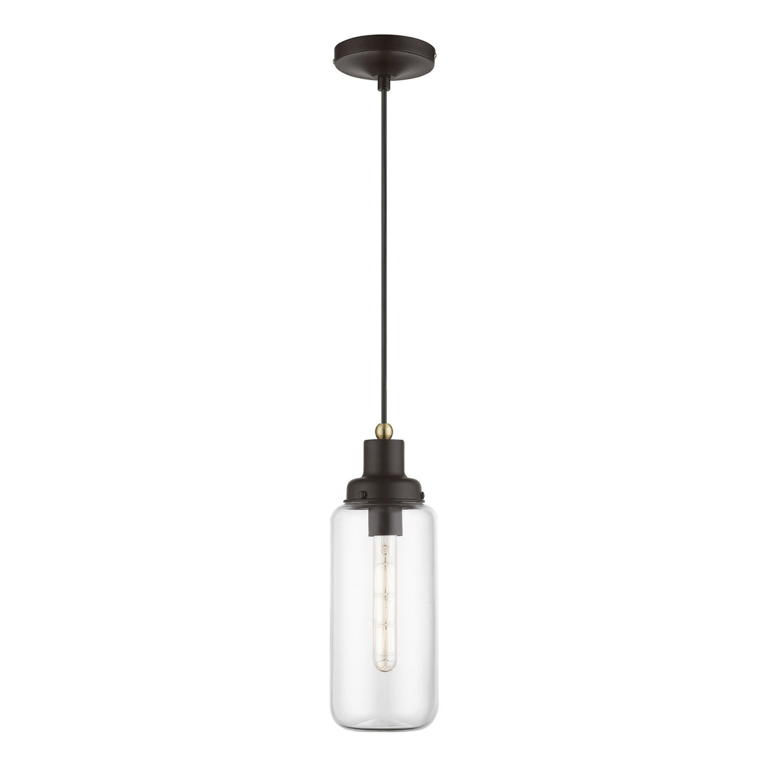 1 Light Bronze With Antique Brass Accent Mini Pendant by Livex Lighting