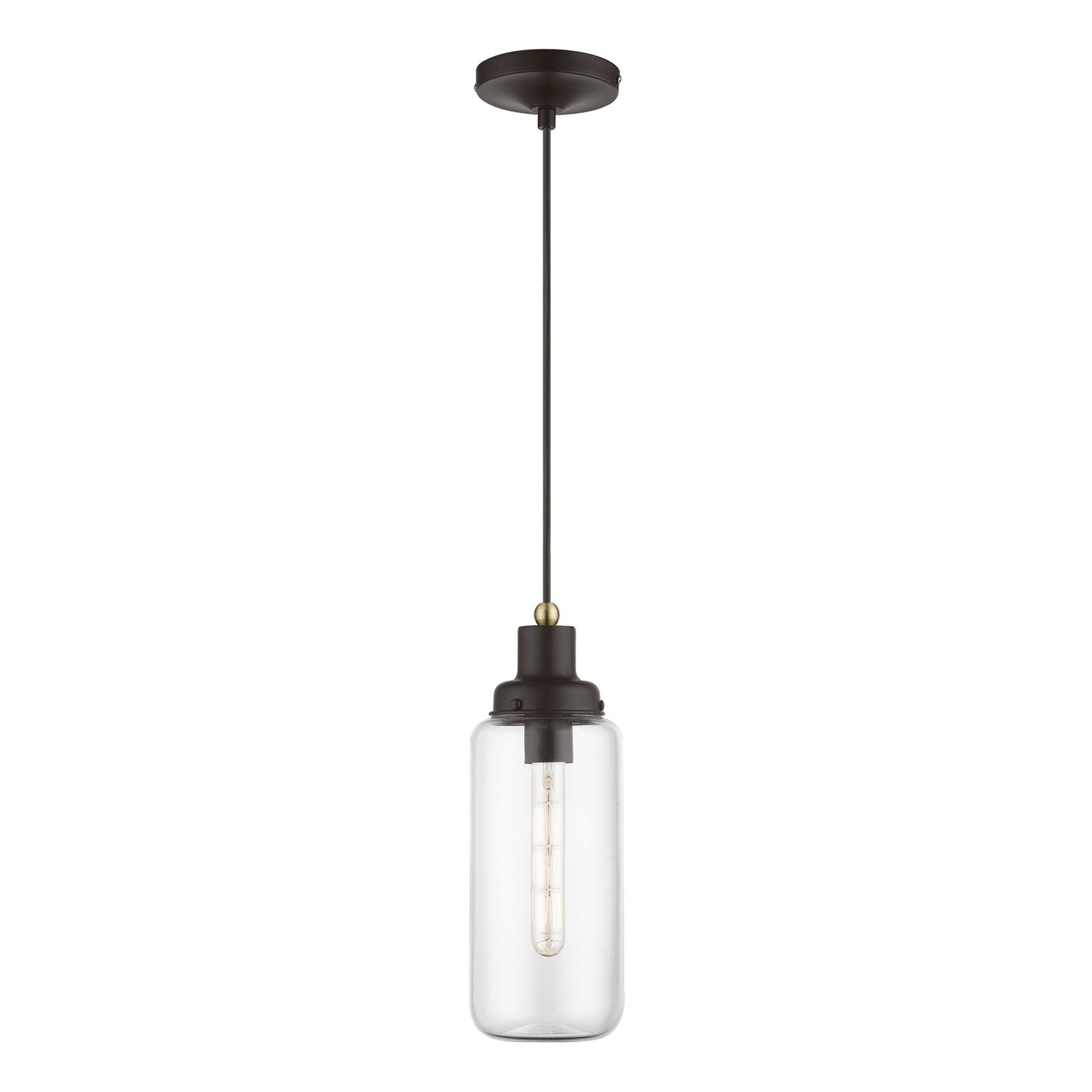 1 Light Bronze With Antique Brass Accent Mini Pendant by Livex Lighting